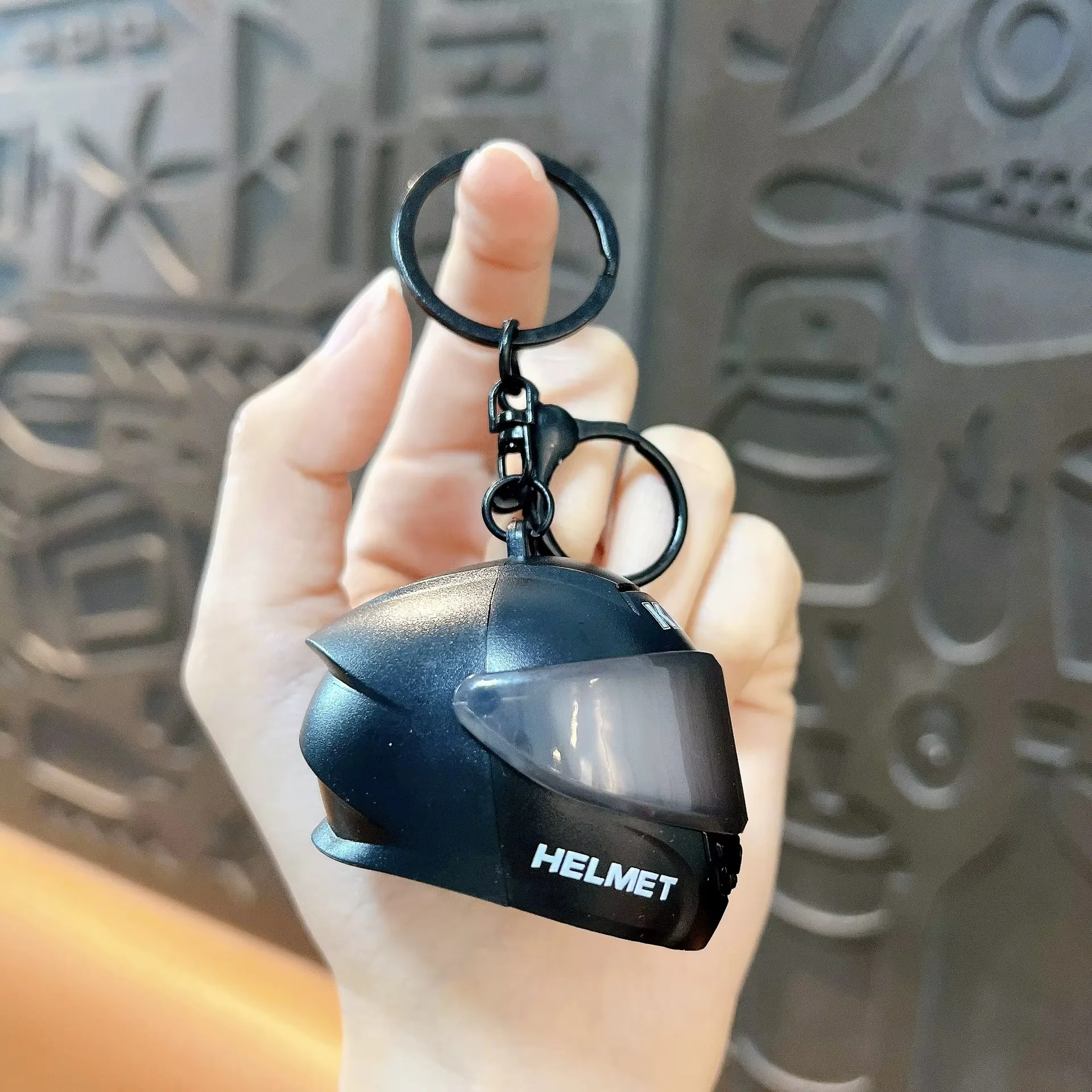 LED Helmet Keychain - Black